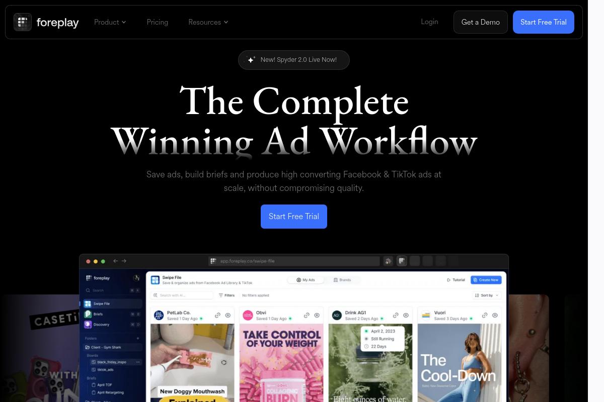 screenshot of Foreplay_|_Save_Ads_from_TikTok_&_Facebook_Ad_Library